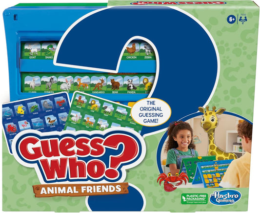 Hasbro Gaming Guess Who? Animal Friends Game | 2 Double-Sided Animal Sheets | 2-Player Board Games for Kids | Back to School Gifts | Ages 6+ (Amazon Exclusive)