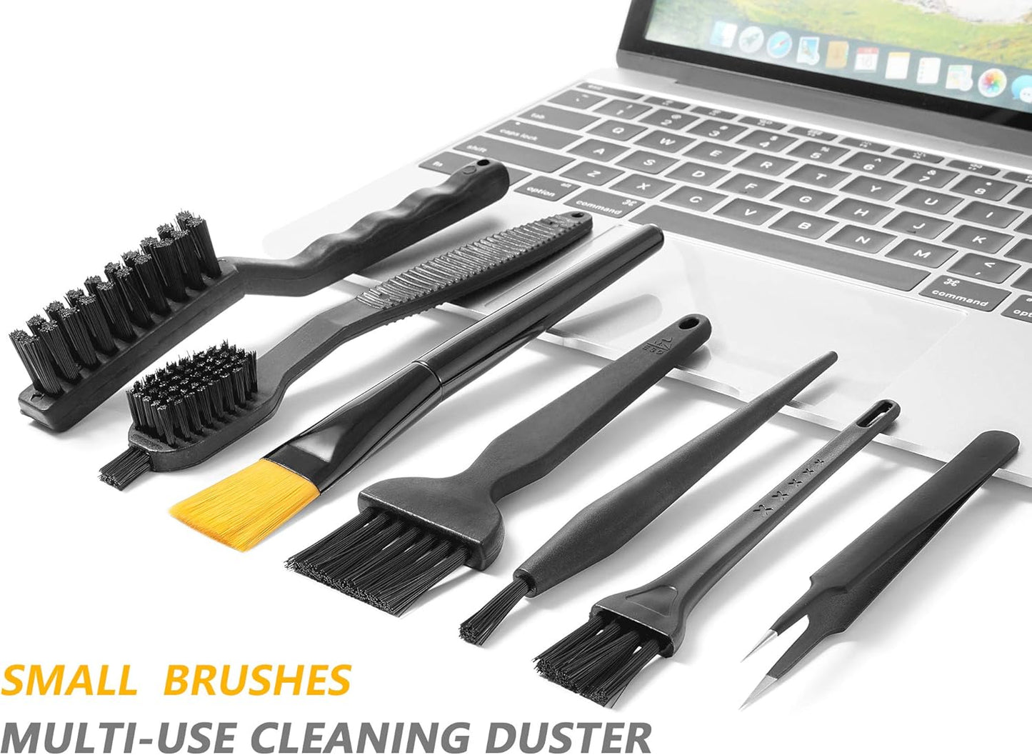 Computer PC Keyboard Laptop Electronics Camera Small Cleaning Brush Kit (Black, Set of 7)