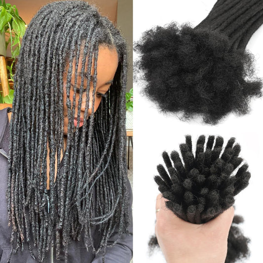 Locs Extension Human Hair 12 Iches 100 Str Dreadlock Extension 100% FUll Handmade Human Hair Locs Extension for Woman/Man/Kids 0.4cm Dread Extension Human Hair Can be Curly and Dyed