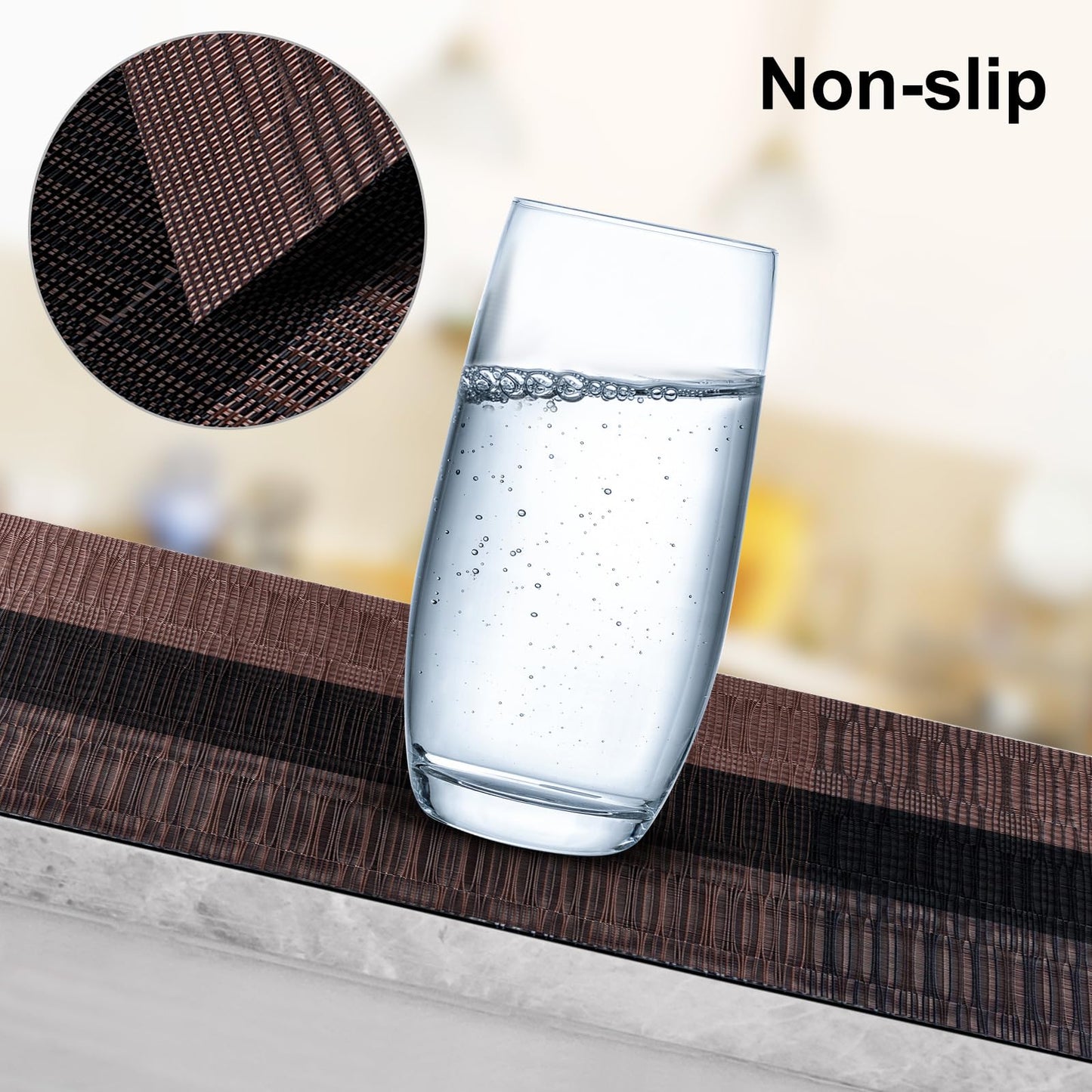 Aofmee Placemats, Heat Resistant Place Mats Set of 6, Washable PVC Table Mats, Woven Vinyl Plastic Placemats for Kitchen Dining Table, Non-Slip Stain Resistant Placemat Indoor Outdoor, Easy to Clean