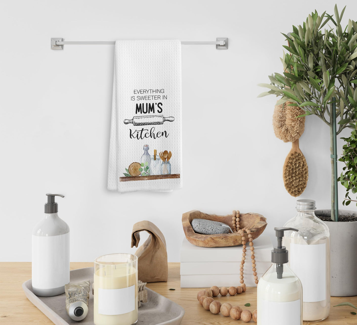 NOQL Mum's Kitchen Towels and Dishcloths, Mum Gifts Gift for Mothers Day Christmas Birthday from Daughter Son, Gifts for Mum, Mum Drying Cloth Hand Towels Tea Towels for Bathroom Kitchen, 16×24 Inch