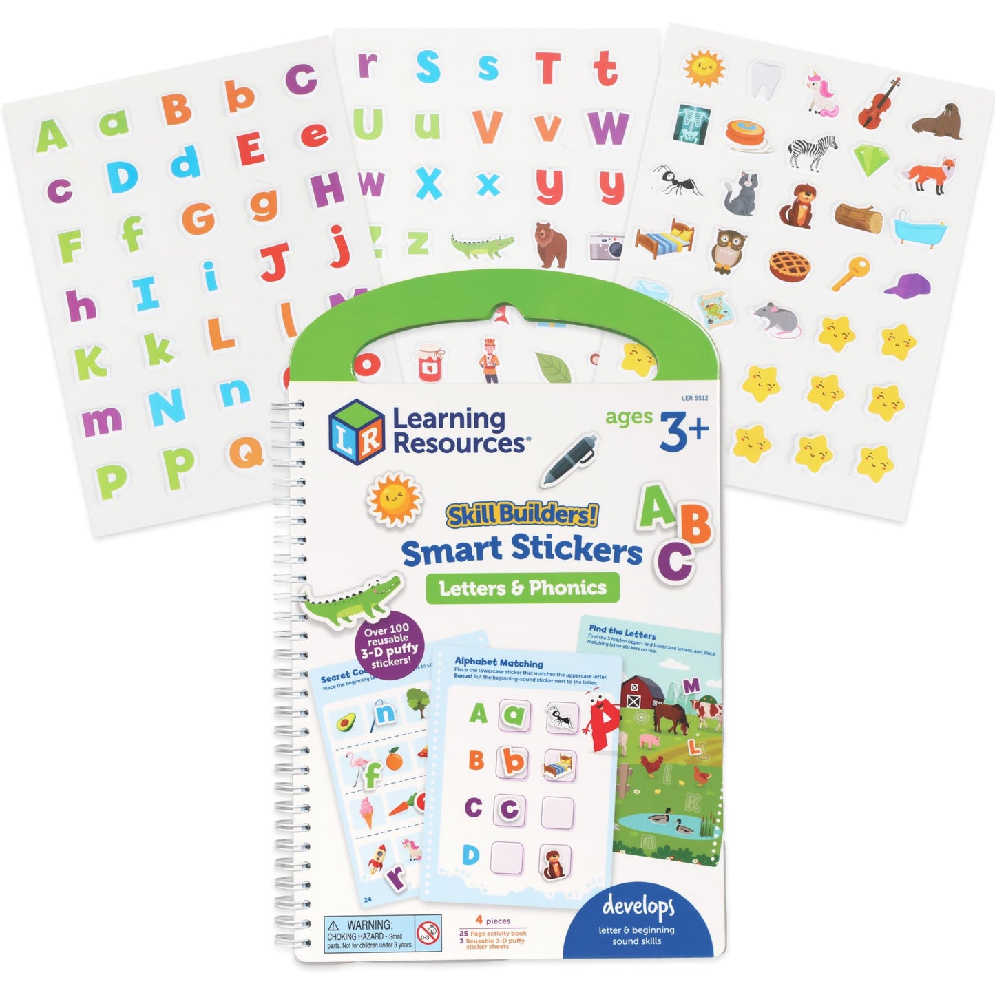 Learning Resources Skill Builders Smart Stickers Letters & Phonics, Alphabet Stickers, Reusable Sticker Book, Preschool Classroom Must Haves, Homeschool Supplies, Montessori Busy Book