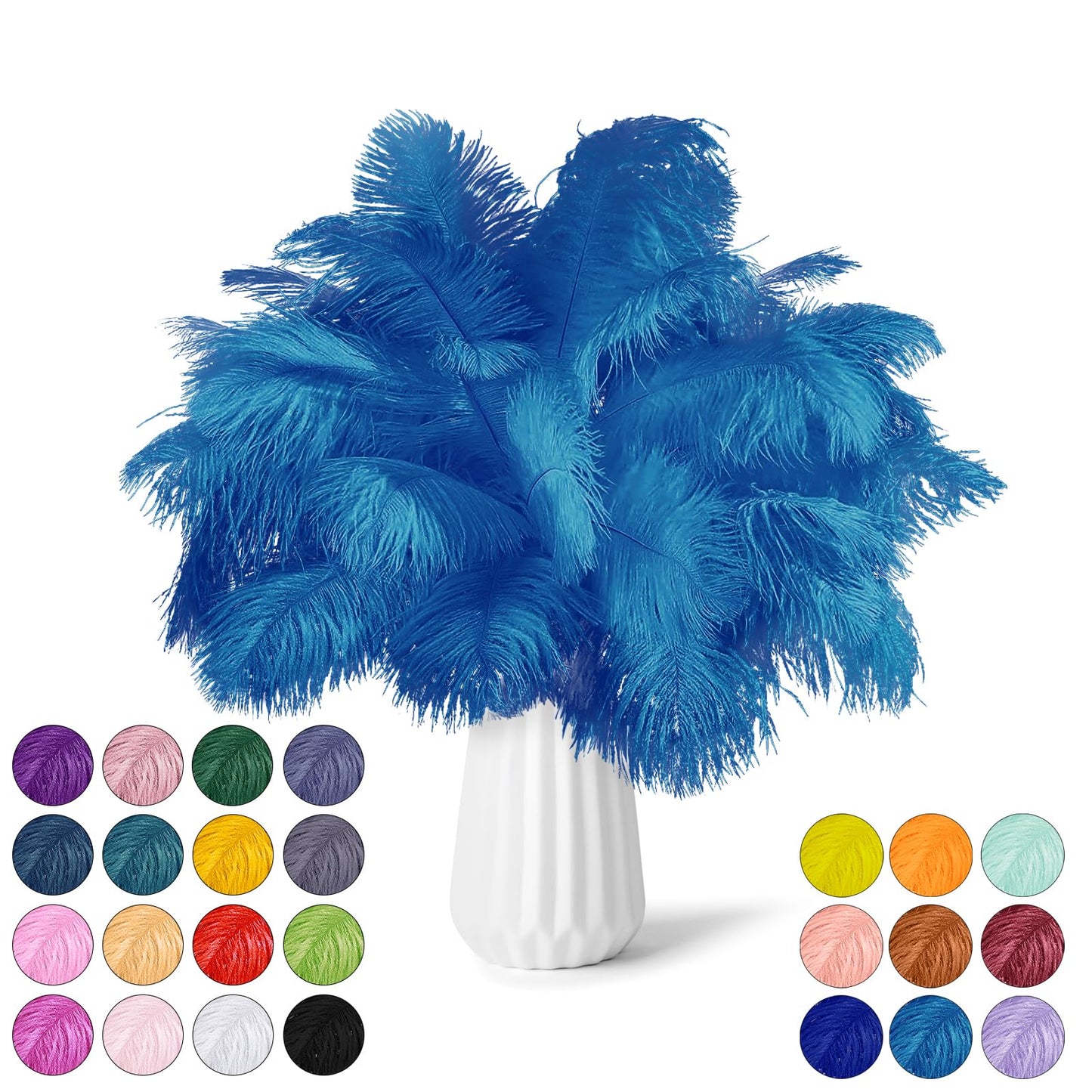 NEWONG 30pcs Black Ostrich Feathers Natural Bulk 8-10inch(20-25cm) Vase Craft Wedding Home Party Centerpieces Christmas Day Decoration