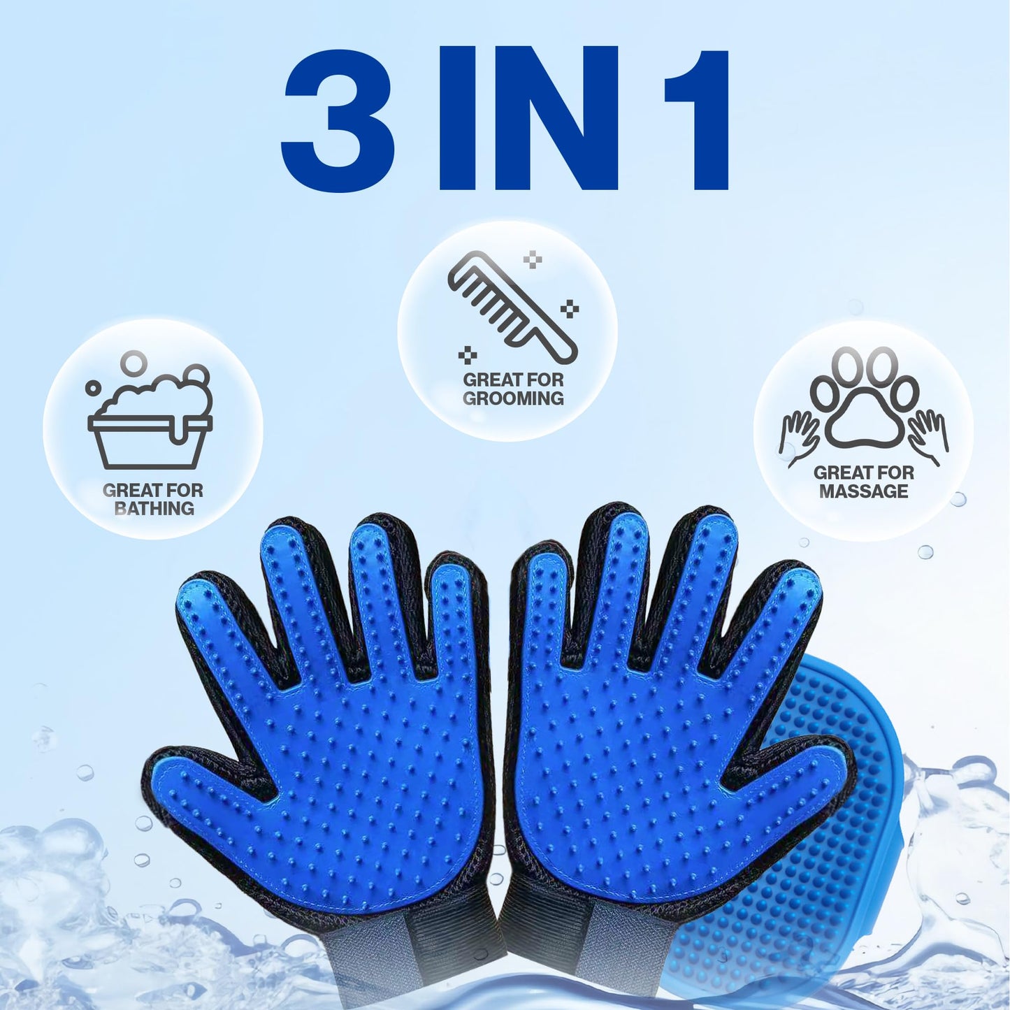 1TO3GO Pet Grooming Set with Dog Washing Gloves for Bathing, Dog Bath Brush and Silicone Dog Toothbrush, Pet Grooming Gloves for Dogs, Cats and Horses with 185 Silicone Tips