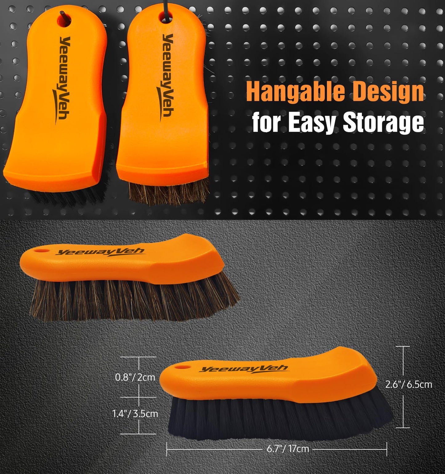 YeewayVeh 2PCS Leather Cleaning Brush, Horse Hair Brush for Car Leather Seat, Fabric, Shoes and Furniture, Soft Detailing Brush for Carpets, Seat Belts and Car Interior