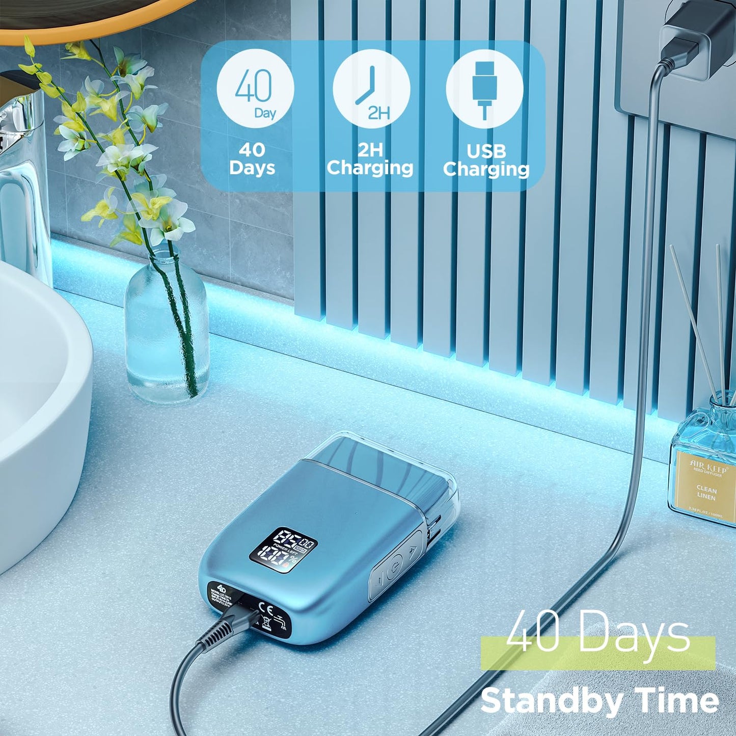 Electric Razor Electric Shaver for Men,Upgraded Foil Shaver with 3 Speeds, Double Floating Blade IPX7 Waterproof Wet/Dry LED Display USB Type C Rechargeable