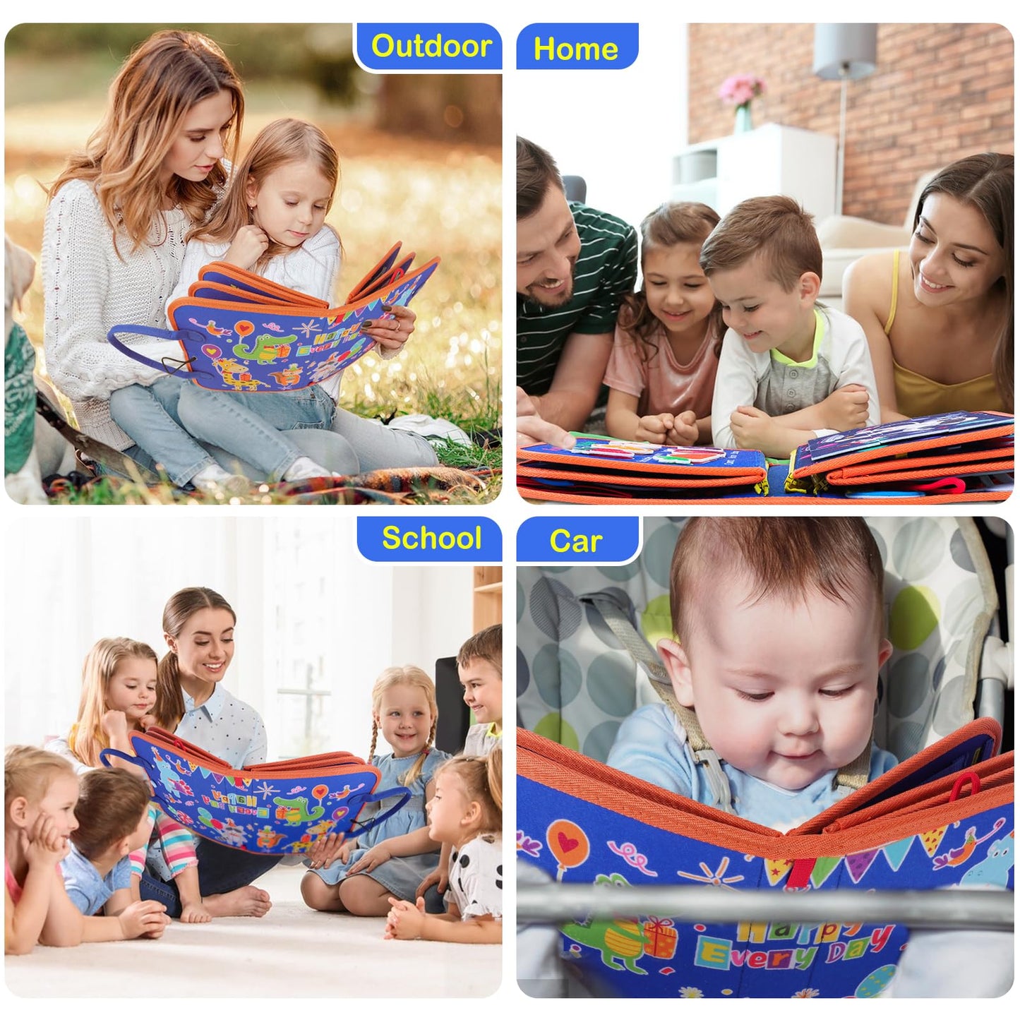 BESNEL Busy Board for Toddlers 2-4, Busy Book for Preschoolers, Educational Activity Sensory Board for Learning Fine Motor Skills, Zipper Board, Gifts for Boys & Girls