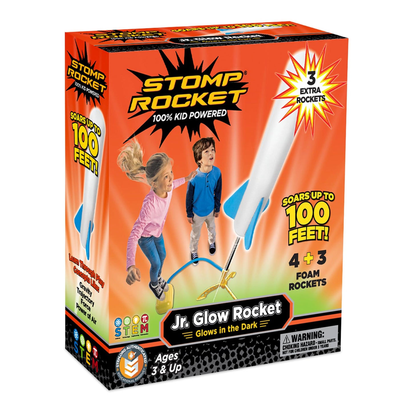 Stomp Rocket Jr Multi-Color Rocket Launcher for Kids, 8 Rockets - Fun Outdoor Kids Gifts for Boys & Girls - STEM Toy Foam Blaster Set Soars Up to 100 Feet - Ages 3 & Up