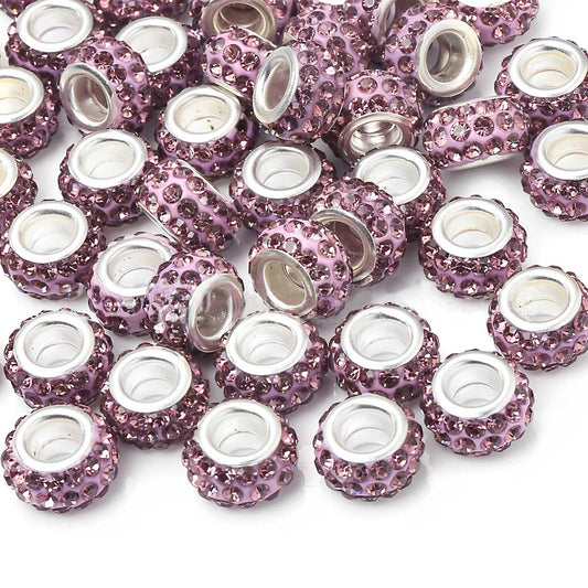 50 PCS Large Hole Rhinestone European Crystal Charm Spacer Rhinestone Beads for Pens Making Bulk Beadable Pens Jewelry Making Supplies DIY Crafts Bracelet(Mix,12mm)