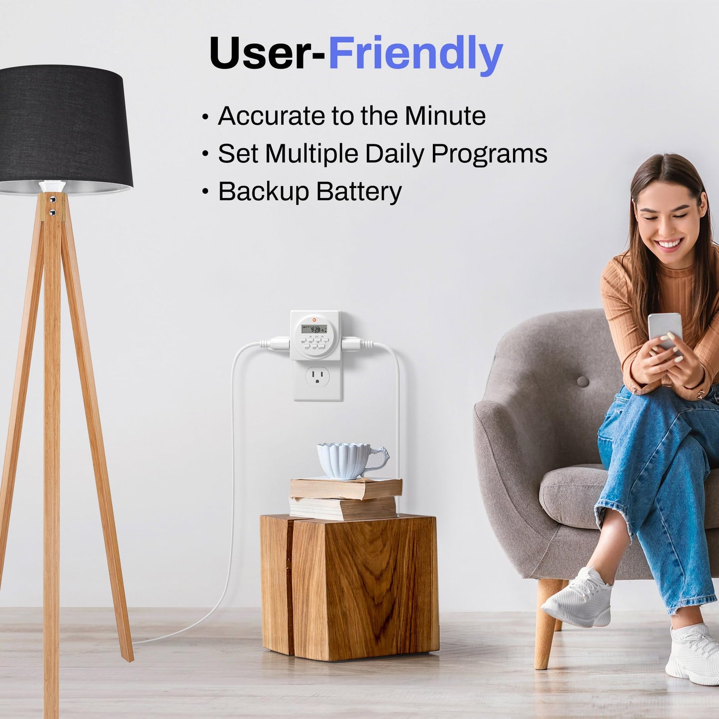 BN-LINK 7 Day Heavy Duty Digital Programmable Timer, 120V, 60Hz, Dual Outlet, Indoor, for Lamp Light Fan Security ETL Listed