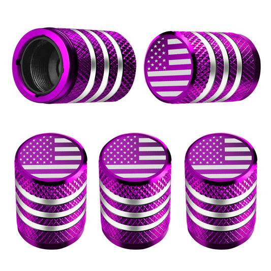 Tire Valve Stem Cap Cover - (5 Pack) Tire Air Cap Metal with Plastic Liner Corrosion Resistant Leak-Proof American Flag for Car Truck Motorcycle Bike Black
