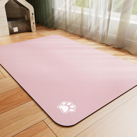 HotLive Pet Feeding Mat - Absorbent Dog Mat for Food and Water, No Stains Cat Bowl Mat, Easy to Clean Pet Placemats, Quick Dry Dog Water Dispenser Mat for Messy Drinkers | Pink 16"x 24"