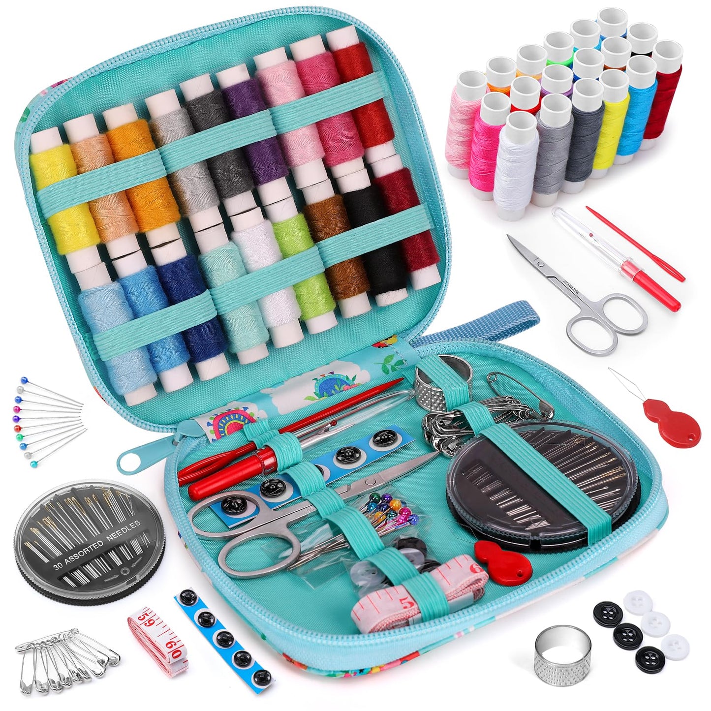 Coquimbo Sewing Kit Gifts for Mom Grandma Women Men Adults Kids Teen Beginner Traveler, Portable Sewing Supplies Accessories Contains Thread, Needles, Scissors, College Dorm Room Essentials (Black, M)