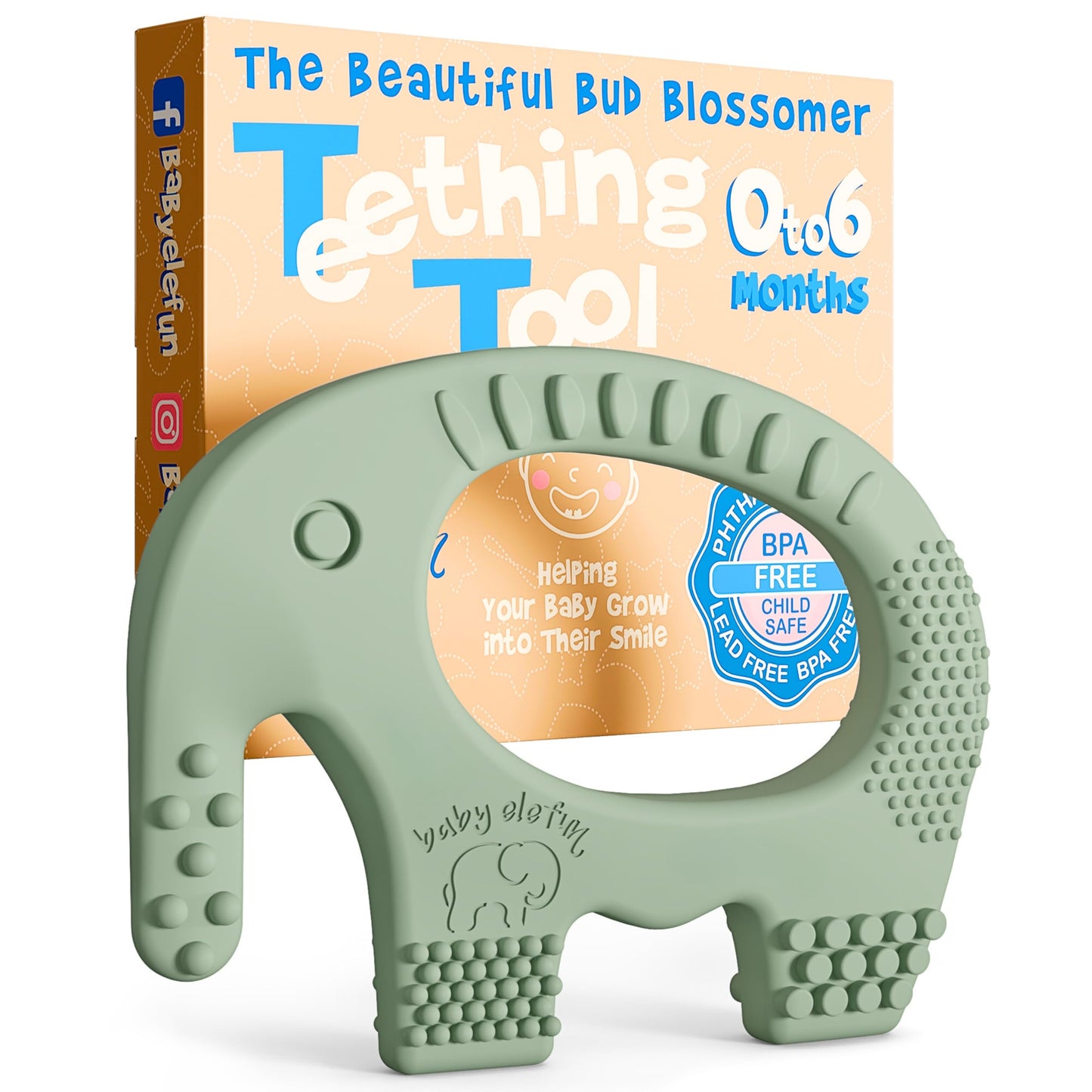 Teething Toys for Babies Age 0 to 6 Months - Baby Elefun 5X Pain Relief Smart Teether - Zero Developmental Delay Silicone Baby Teething Toy Ring - Cute Infant Shower Gift Chew Toy for Babies