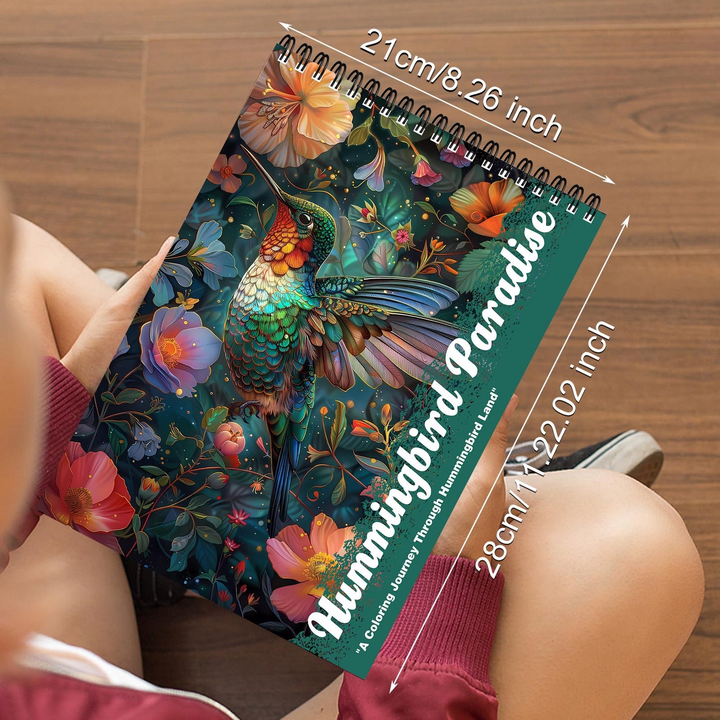 CKMOREL Humming Bird Adult Coloring Book Spiral Bound Mindfulness Adult Coloring Book for Women Relaxation Spiral Bound Lay Flat, Single-Sided Print with 24 Pages, Anxiety Relief Gifts Relaxation