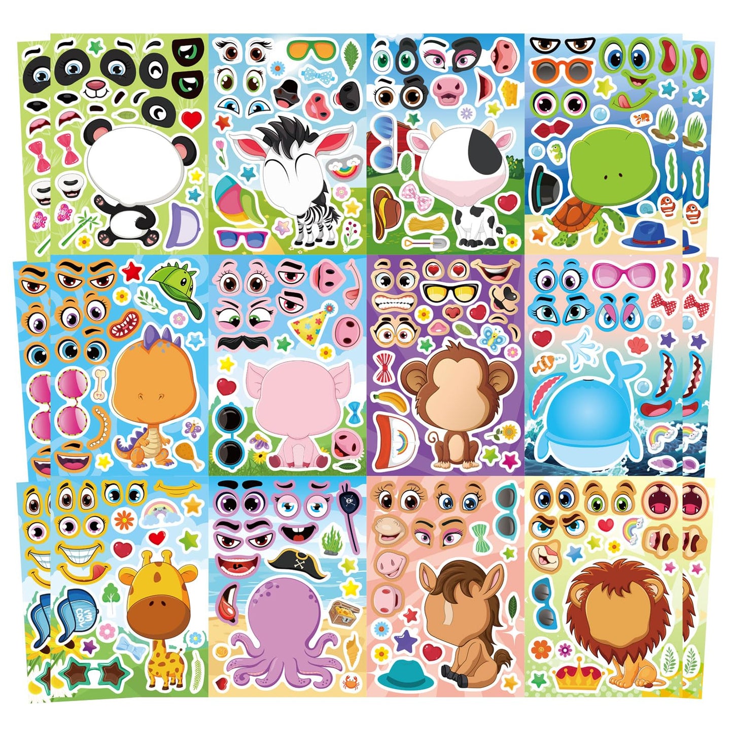 24 Sheets Ice Cream Stickers, Make-a-face Stickers for Kids Toddlers, Make Your Own Mix and Match Stickers, DIY Summer Ice Cream Stickers for Birthday Party Games Teacher Reaward