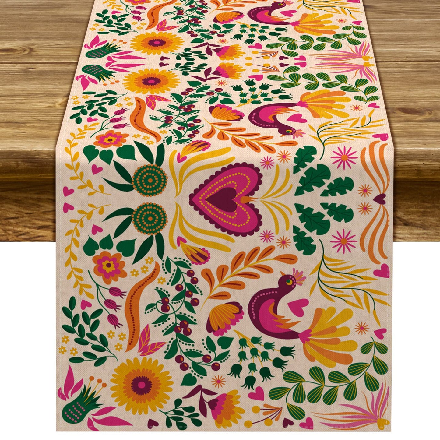 Sunwer Mexican Fiesta Table Runner Mexico Cinco De Mayo Party Decoration Dia De Los Muertos Supply Home Kitchen Dining Room Decor(13" x 72")
