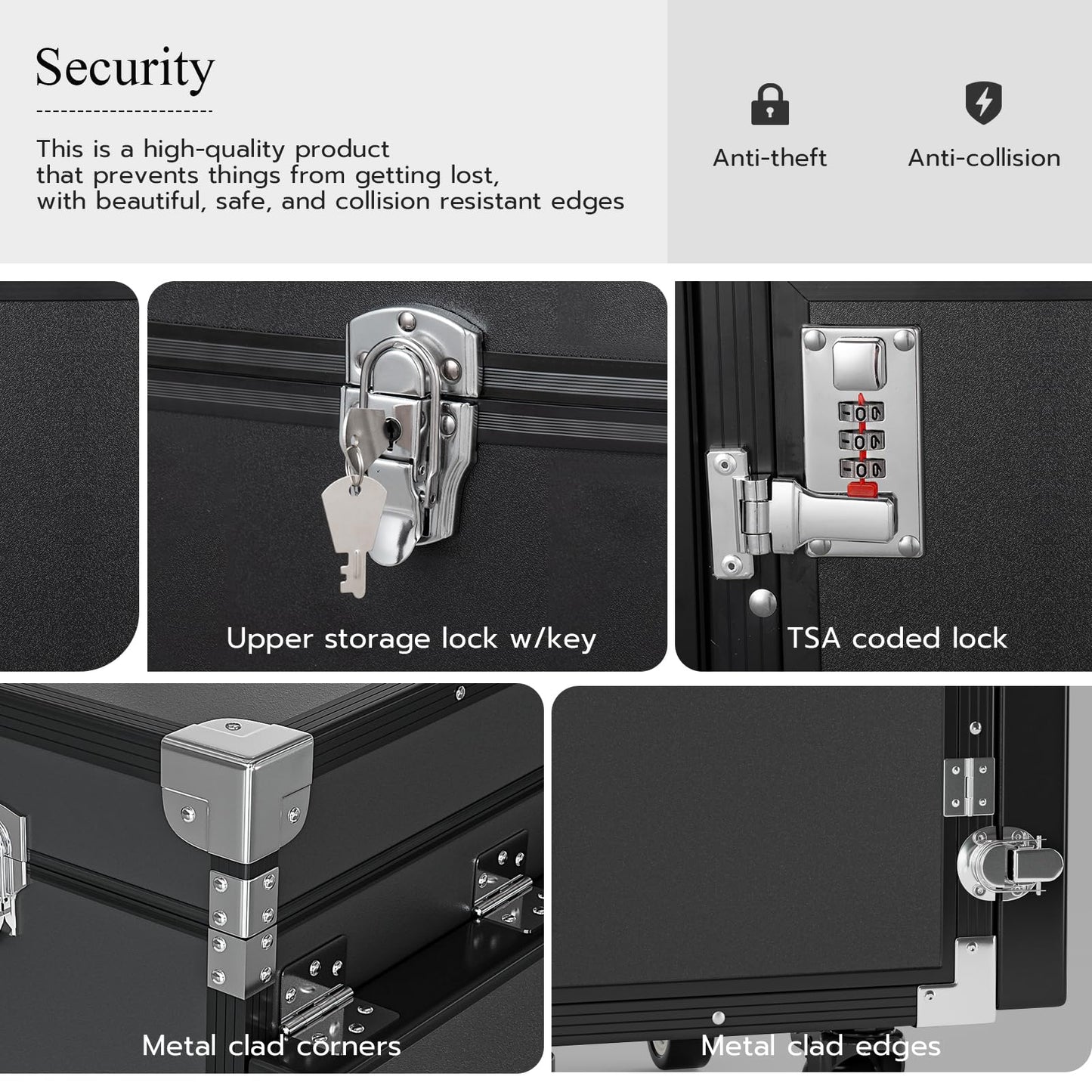 Icoget Portable Nail Table Desk, Foldable Rolling Manicure Table with Wheel, Makeup Train Case for Nail Teach, 2 Desktop Cosmetic Trolley Case, Black