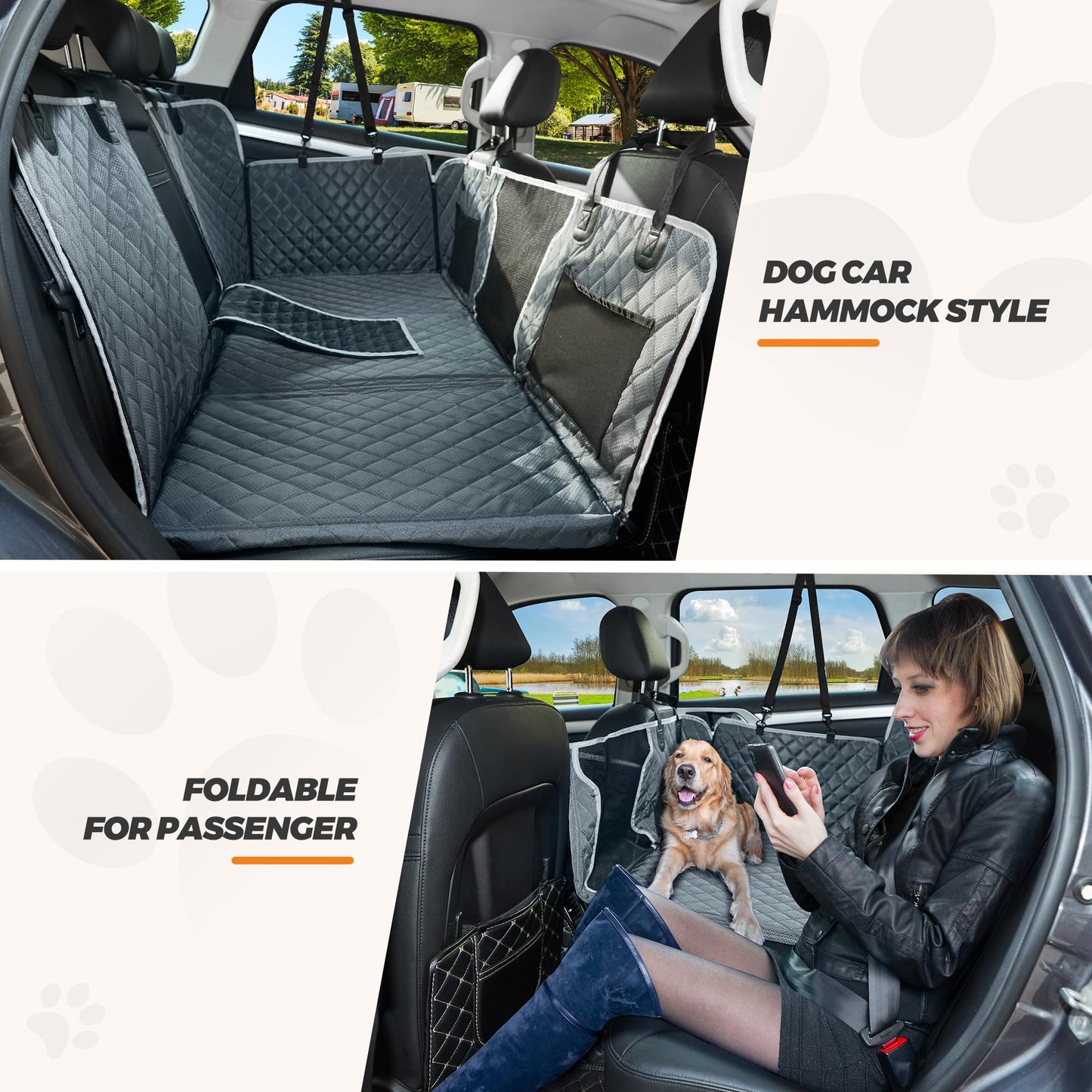 ANOSOSPECIAL Back Seat Extender,Dog Car Seat Cover,Waterproof Pet Hammock Travel Bed,Durable Camping Air Mattress,Non Inflatable Car Bed Mattress Easy Clean for Car SUV Truck (Grey)