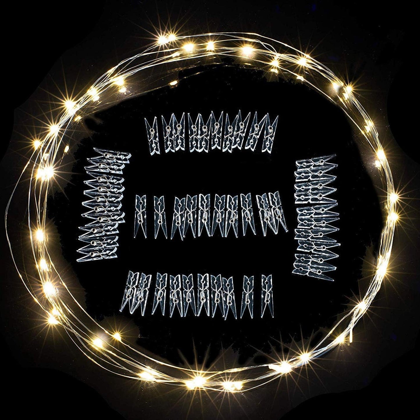 33Ft Photo Clip Fairy Lights with 50 Clips - LECLSTAR 100 LED String Lights for Hanging Pictures, USB Powered - Perfect Bedroom and Wedding Decor