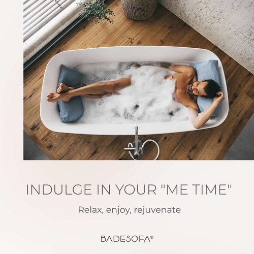 BADESOFA® Luxury Bath-Tub Pillow Set | 3-Piece Bath Pillow Set with Premium Materials & CleanDry+ | Bath Pillows for Head, Neck, & Full Body Comfort | Spa Pillow for Bath- or Hot Tub in Grey