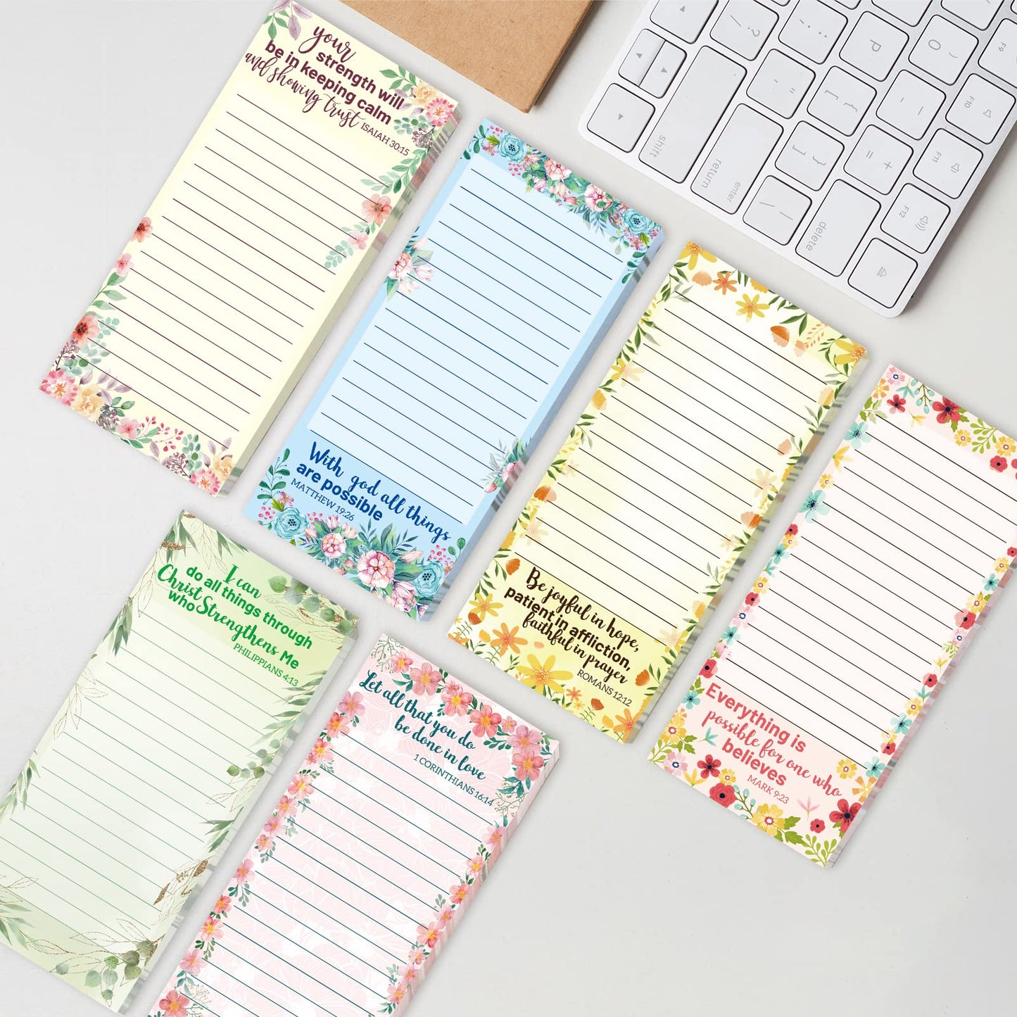Fancy Land Religious Magnetic Notepads Floral to Do List for Fridge Christian Memo Pads 6 Pack