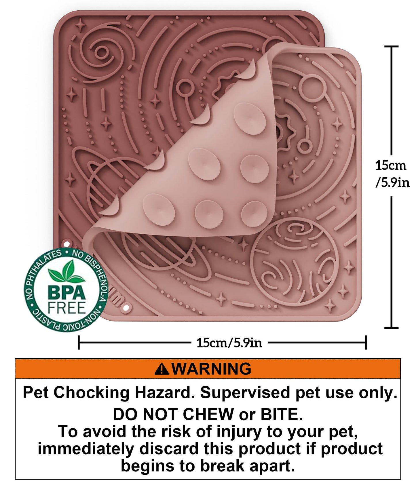 OHMO Lick Mat for Dogs and Cats(Small, Mars&Coral, 2pcs) Enrichment Accessories Toy Space Star Easy Clean Pet Slow Feeder/Suction Cups, Licking Pad for Anxiety Relief and Boredom Reduction