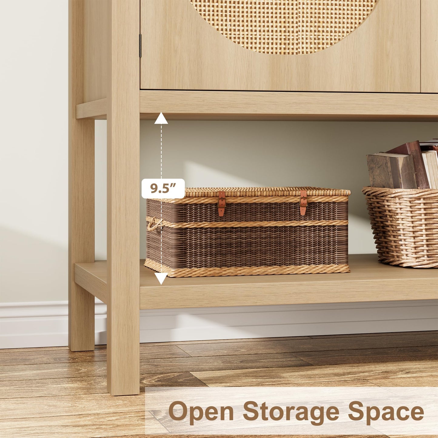 CABIHOME Farmhouse Console Table, Sofa Table with 2-Door, Entryway Table with Storage Shelf, Hallway Table, Coffee Bar for Living Room, Office, Couch