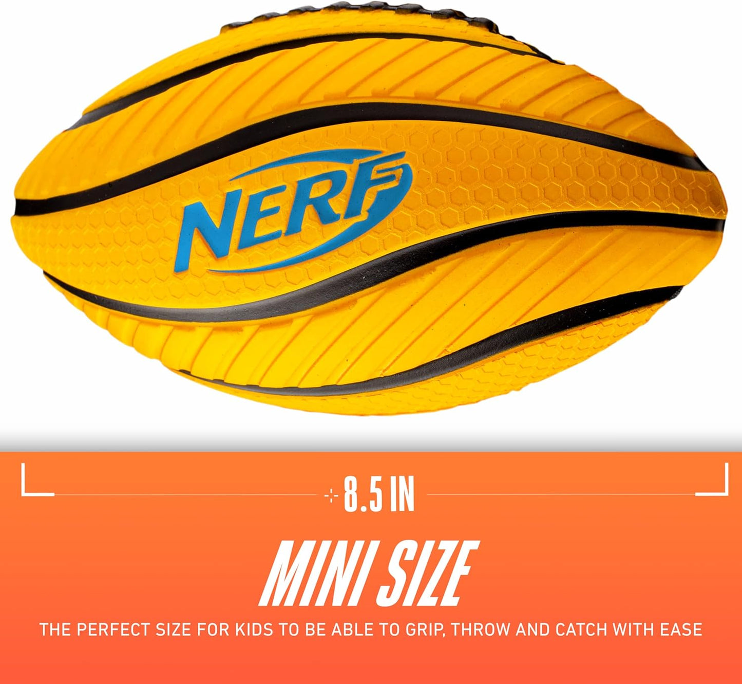 Nerf Kids Foam Football - Spiral Grip Mini Soft Foam Football for Kids - Easy Grip Junior Ball - 8.5"