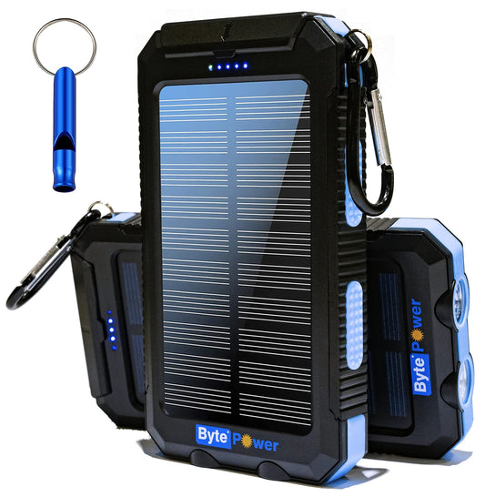 Solar Charger Power Bank 20000mAh, Portable Solar Pone Charger with Compass,Carabiner, Whistle,Flashlights,Solar Panel Charger,Camping Gear Accessory (Black)