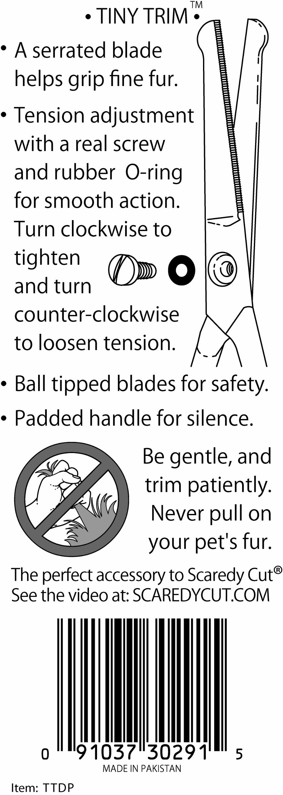 Tiny Trim 4.5" Ball-Tipped Scissor for Dog, Cat and all Pet Grooming - Ear, Nose, Face & Paw - Scaredy Cut's small Safety Scissor Blue