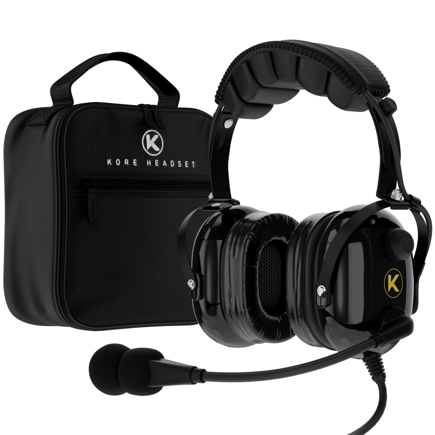 KA-1 General Aviation Headset for Pilots - Mono and Stereo Compatibility, Passive Noise Reduction, Noise Canceling Microphone, Gel Ear Seals, Adjustable Headband & Headset Bag