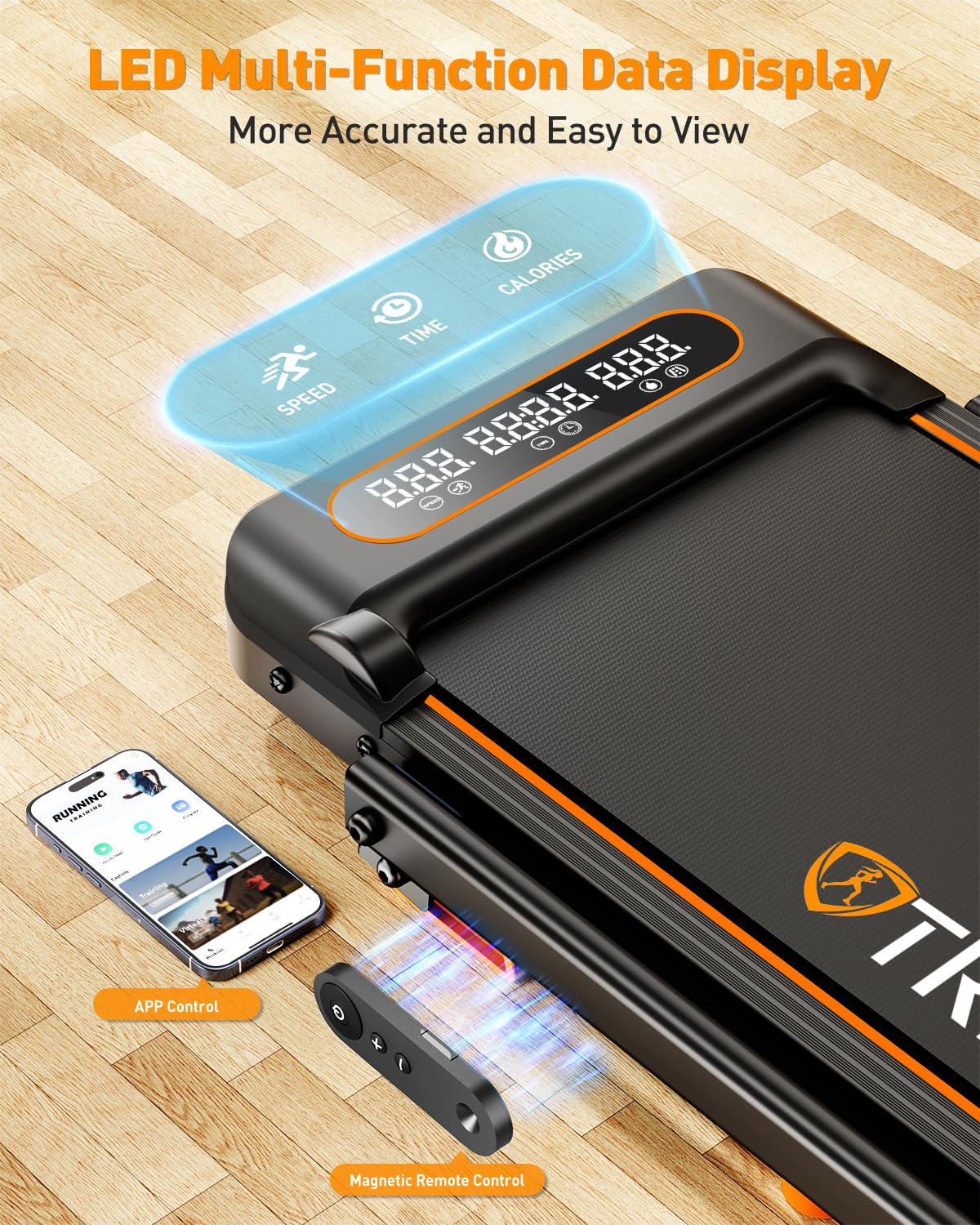 8% Incline Walking Pad with Handle Bar, Upgrade 3.5HP Small Treadmill for Home, Portable Walking Pad 300+lb Capacity, Foldable Walking Pad Treadmill, Remote, Smart App, Low Noise, Shock Absorption