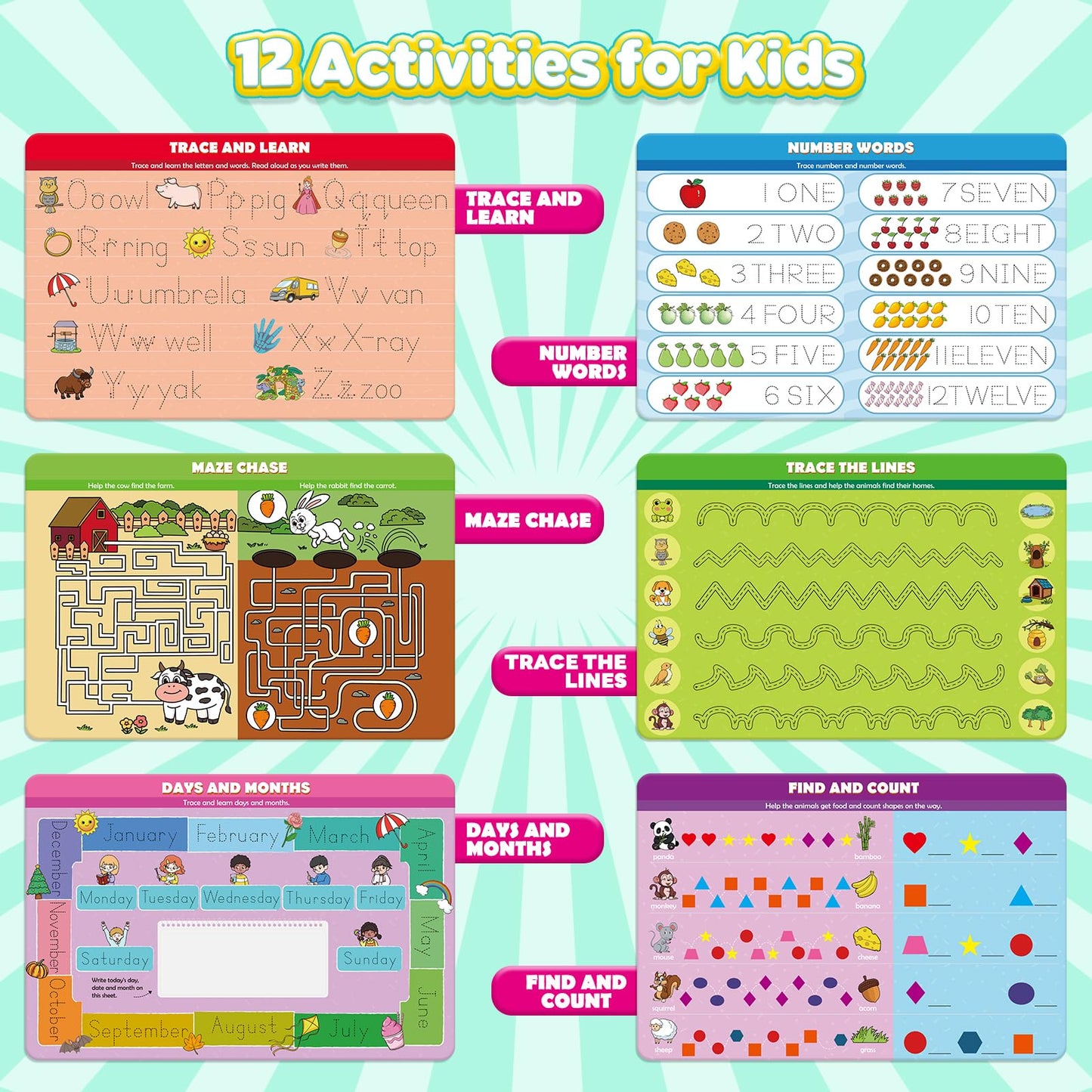 Kasfalci Handwriting Practice for Kids,Preschool Learning Activities,Number Alphabet Letter Tracing,Toddler Writing Practice Activity Book,ABC Learning Toys,Learn to Write,Preschool Workbooks Age 3-4