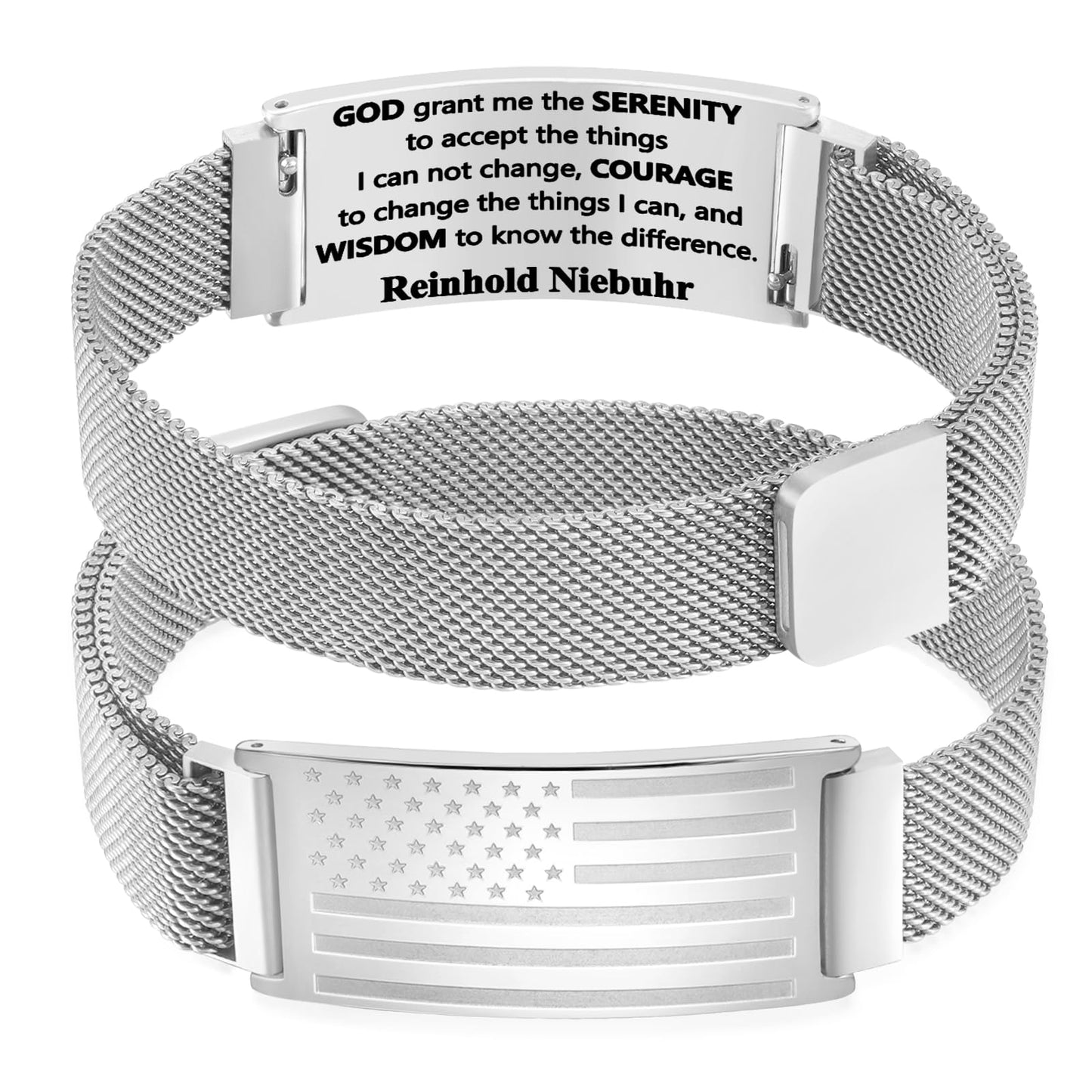 DouDiner American Flag/Flag Cross Bracelet for Men,Stainless Steel Bible Verse Bracelet Jewelry Gifts for Men