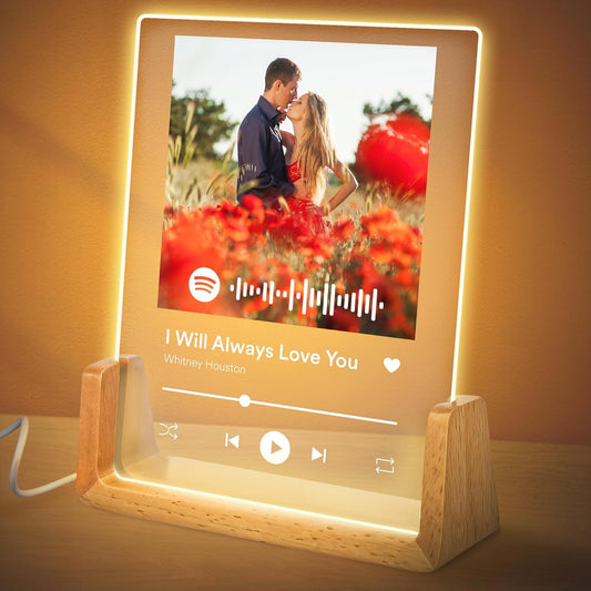 Personalized Gifts for Girlfriend Her Women Wife, Custom Spotify Plaque, Customized Picture Frame For Couple, Boyfriend Him, Anniversary and Birthday, 6"x8 " Acrylic Photo