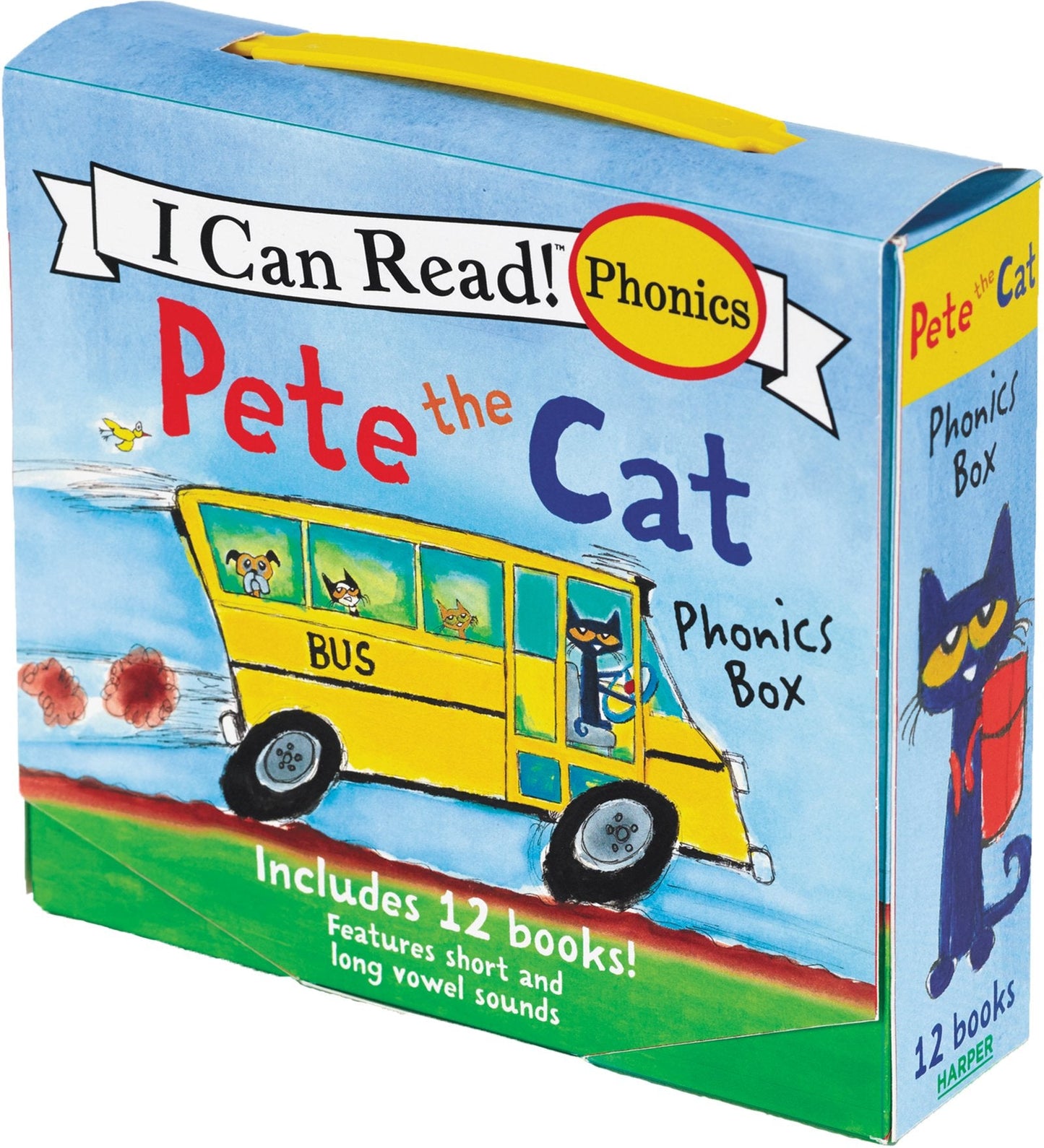 Pete the Cat 12-Book Phonics Fun!: A Box of 12 Mini-Books Featuring Short and Long Vowel Sounds (I Can Read Phonics)