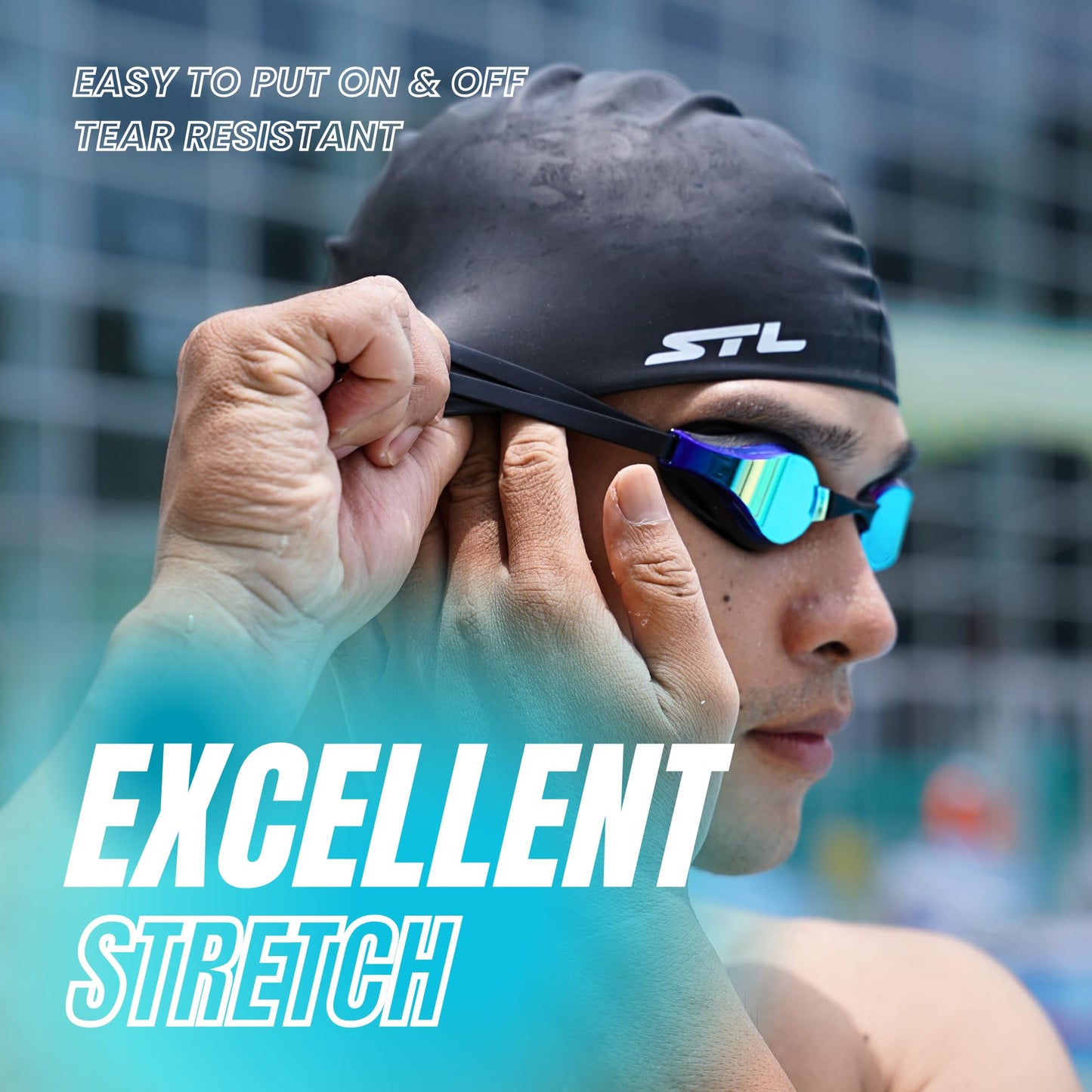 Classic Unisex Adult Swim Hats for Women, Men, Best Swim Cap to Keep Hair Dry, Silicone Bathing Caps, Gifts for Friend - Waterproof, Comfortable, Non-Slip (Basic Hat, Black)