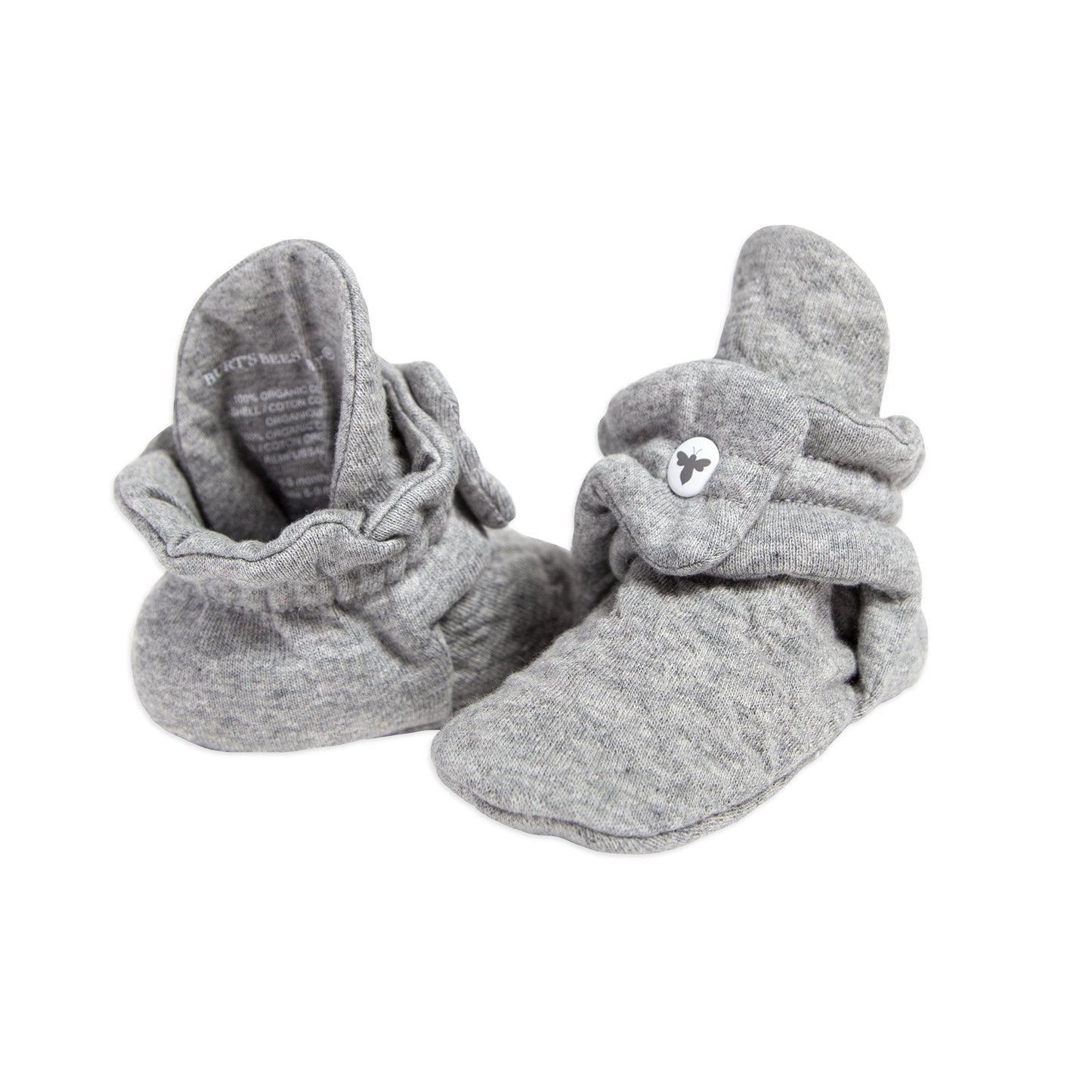 Burt's Bees Baby Unisex Baby, Boys Girls Quilted Booties, 100% Organic Cotton, Heather Grey 0-3 Months