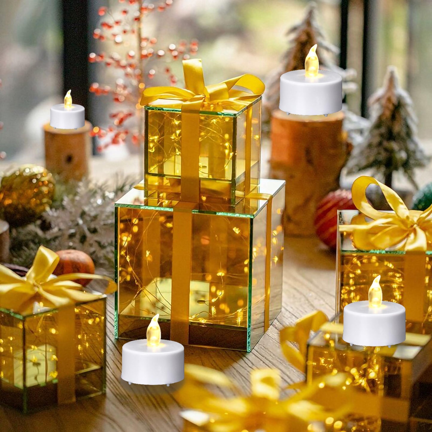 Paichi Tea Lights Candles Battery Operated with Remote Control, 12Pcs Flickering Flameless Candle with Timer, Long Lasting 400+Hours Led Electric Candle for Home Decor, Wedding, Party (WarmYellow)