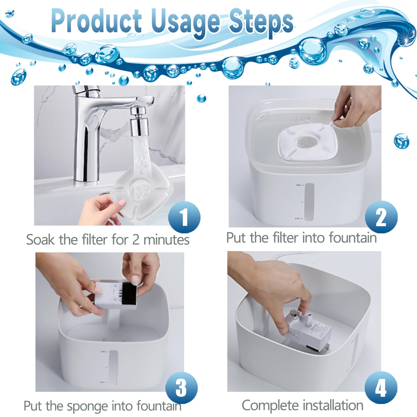 18 Pcs Cat Fountain Filters Replacement Compatible with VEKEN 95oz/2.8L Cat Water Fountain Filters Automatic Dog Water Fountain Filters Pet Fountain