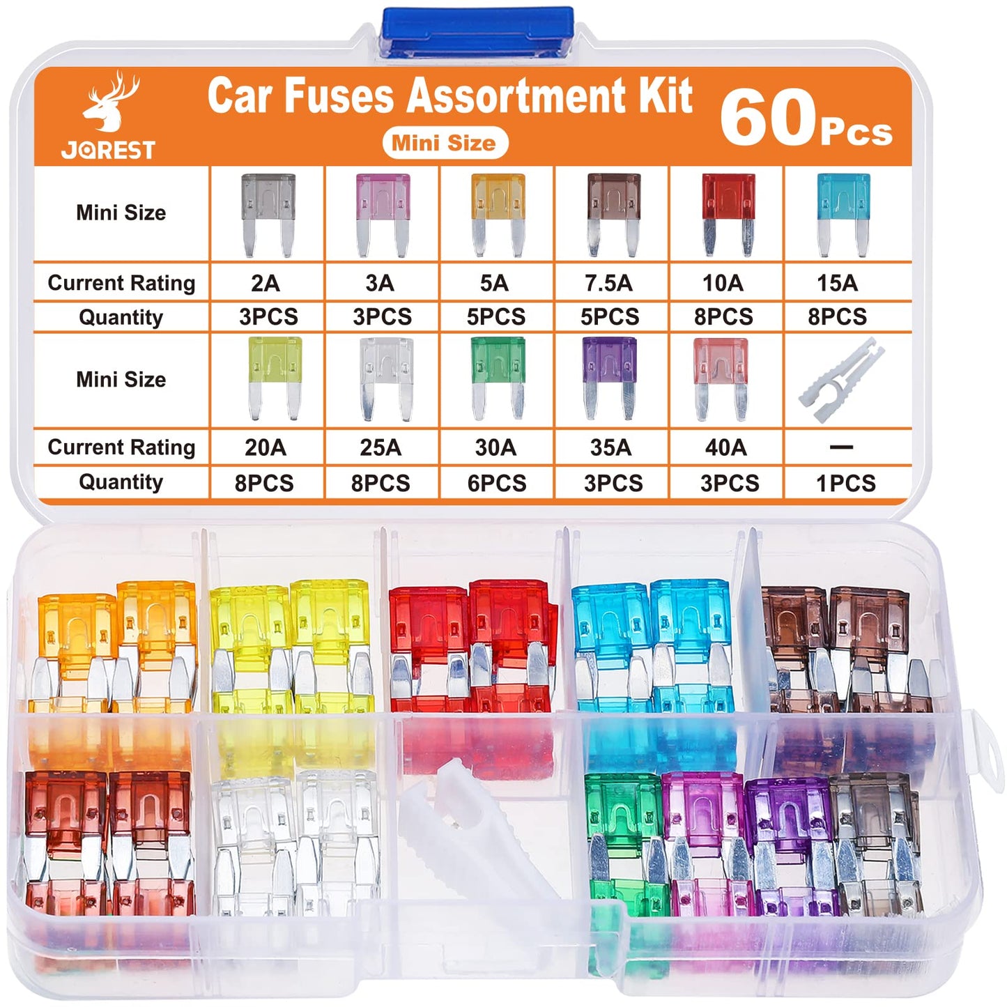 JOREST 300Pcs Car Fuse Assortment Kit, 160 Mini Blade Fuses Automotive + 90 Standard Auto Fuses + 50 Micro + Puller – Replacement for RV Camper Boat Truck (2Amp 3A 5A 7.5A 10A 15A 20A 25A 30A 35A 40A)