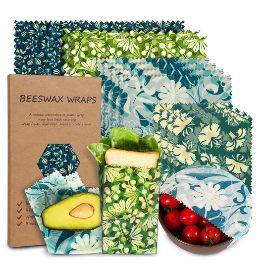 Reusable Beeswax Wrap, 11 Pack Eco-Friendly Beeswax Wraps For Food, Organic, Sustainable, Biodegradable, Zero Waste, Plastic-Free Food Storage, 1L Avocado, 2M Cherry, 4S Strawberry, 4XS Lemon Patterns