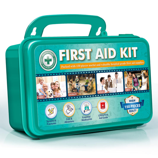General Medi 120 Pieces Hardcase First Aid Kit - First Aid Box Includes Instant Cold Pack, Emergency Blanket for Travel, Home, Office, Vehicle, Camping, Workplace & Outdoor