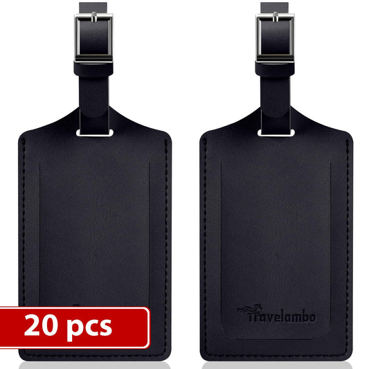 Travelambo Luggage Tags for Suitcases Faux Leather Privacy Protection 2 Pack Bag Tags Travel Accessories Essential, Energetic Yellow