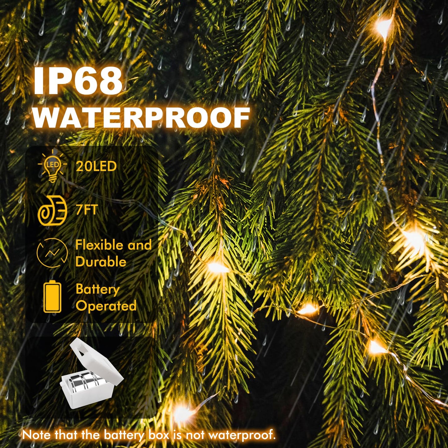 10 Pack Fairy Lights Battery Operated - 3 Speed Modes, 7Ft 20 LED String Twinkle Lights, Waterproof Copper Wire, Mini Firefly Light for Mason Jars Vases Christmas Decor, Warm White