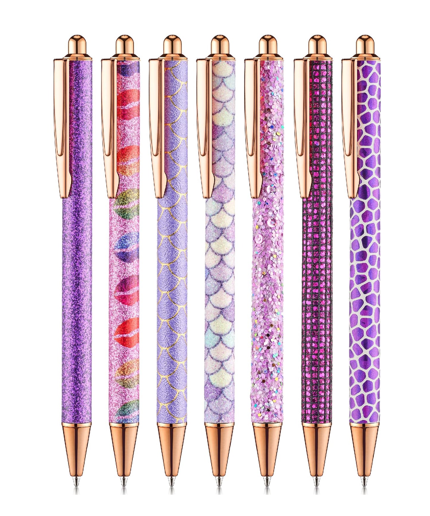 Mr. Pen- Fancy Pens for Women, Pink Paradise, 7 Black Ink Ballpoint Pens with 10 Refills, 1.0mm, Cute Pens for Journaling