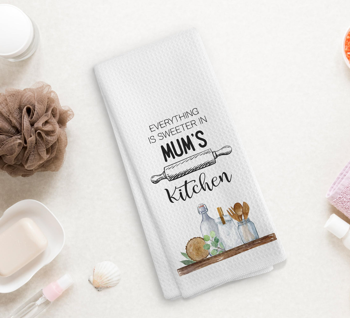 NOQL Mum's Kitchen Towels and Dishcloths, Mum Gifts Gift for Mothers Day Christmas Birthday from Daughter Son, Gifts for Mum, Mum Drying Cloth Hand Towels Tea Towels for Bathroom Kitchen, 16×24 Inch