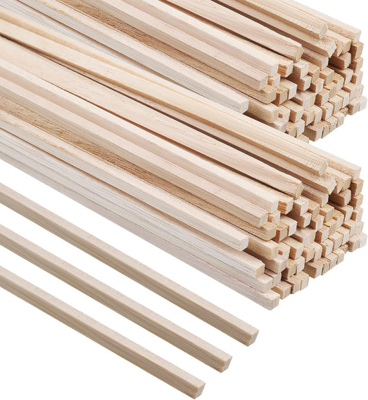 Yalikop 240 Pieces Balsa Wood Sticks Square Wooden Dowels 1/8 Inch Balsa Wood Strips 12 Inch Long Hardwood Unfinished Wooden Dowel Sticks Craft for DIY Supplies