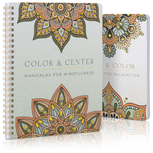 Beautiful Adult Coloring Book Set of 2 for Relaxation - Mandala Coloring Books with Inspirational Quotes Making it a Great Gift - Perfect Stress-Relieving Books Fun to Color for Women